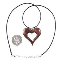 Wood Heart Necklace, Wooden Heart Pendant, Hand Carved 5th Anniversary Gift for Her, One of a Kind Handmade Jewelry
