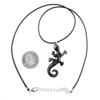 Hand Carved Lizard Pendant, Wooden Gecko Necklace, Wood Salamander Pendant, Totem Reptile Jewelry for Men Women