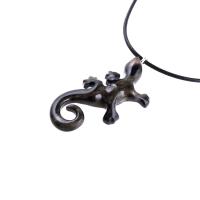Hand Carved Lizard Pendant, Wooden Gecko Necklace, Wood Salamander Pendant, Totem Reptile Jewelry for Men Women