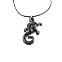 Hand Carved Lizard Pendant, Wooden Gecko Necklace, Wood Salamander Pendant, Totem Reptile Jewelry for Men Women