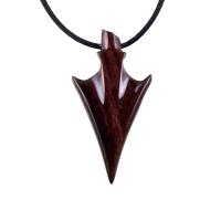 Hand Carved Wooden Arrowhead Necklace, Arrow Pendant, Mens Wood Necklace, Tribal Handmade Jewelry, Gift for Him