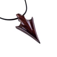Hand Carved Wooden Arrowhead Necklace, Arrow Pendant, Mens Wood Necklace, Tribal Handmade Jewelry, Gift for Him