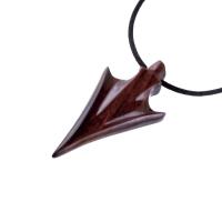 Hand Carved Wooden Arrowhead Necklace, Arrow Pendant, Mens Wood Necklace, Tribal Handmade Jewelry, Gift for Him