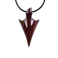 Hand Carved Wooden Arrowhead Necklace, Arrow Pendant, Mens Wood Necklace, Tribal Handmade Jewelry, Gift for Him