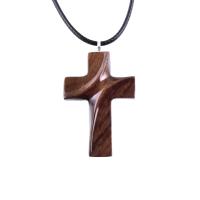 Wooden Cross Necklace, Hand Carved Wood Cross Pendant for Men or Women, Christian Jewelry Gift for Him or Her