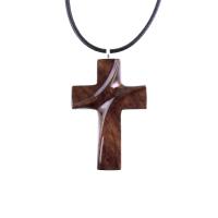 Wooden Cross Necklace, Hand Carved Wood Cross Pendant for Men or Women, Christian Jewelry Gift for Him or Her