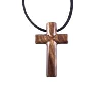 Wooden Cross Necklace, Hand Carved Cross Pendant, Mens Christian Wood Jewelry, One of a Kind Gift for Him