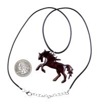 Horse Necklace, Hand Carved Wooden Horse Pendant, Handmade Equestrian Wood Jewelry, One of a Kind Gift for Her Him