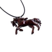 Horse Necklace, Hand Carved Wooden Horse Pendant, Handmade Equestrian Wood Jewelry, One of a Kind Gift for Her Him