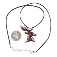 Stag Necklace, Hand Carved Wooden Deer Head Pendant, Buck Necklace, Mens Jewelry, Spirit Animal Totem Woodland Gift for Him