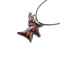 Stag Necklace, Hand Carved Wooden Deer Head Pendant, Buck Necklace, Mens Jewelry, Spirit Animal Totem Woodland Gift for Him
