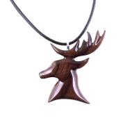 Stag Necklace, Hand Carved Wooden Deer Head Pendant, Buck Necklace, Mens Jewelry, Spirit Animal Totem Woodland Gift for Him