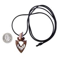 Wooden Bear Paw Necklace, Hand Carved Arrowhead Pendant, Totem Protection Amulet, Men Wood Jewelry