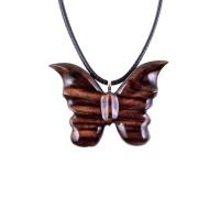 Butterfly Necklace, Hand Carved Wooden Butterfly Pendant, Insect Necklace, Wood Jewelry, One of a Kind Gift for Her