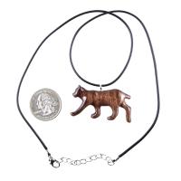 Hand Carved Wooden Lynx Pendant, Bobcat Necklace, Wildcat Totem Spirit Animal Wood Jewelry Handmade Gift for Men or Women