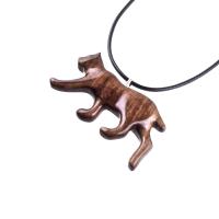 Hand Carved Wooden Lynx Pendant, Bobcat Necklace, Wildcat Totem Spirit Animal Wood Jewelry Handmade Gift for Men or Women