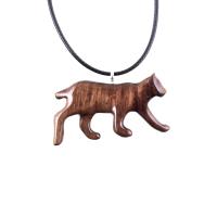 Hand Carved Wooden Lynx Pendant, Bobcat Necklace, Wildcat Totem Spirit Animal Wood Jewelry Handmade Gift for Men or Women