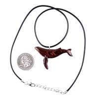 Humpback Whale Necklace, Hand Carved Wooden Sea Animal Pendant, Nautical Wood Jewelry, Whale-watcher Gift for Men Women