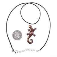Hand Carved Gecko Pendant, Wooden Lizard Necklace, Wood Salamander Necklace, Totem Lizard Jewelry Gift for Men or Women