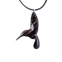 Hummingbird Necklace, Wooden Hummingbird Pendant, Hand Carved Wood Bird Pendant, Hummingbird Jewelry, One of a Kind Gift for Her