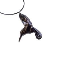Hummingbird Necklace, Wooden Hummingbird Pendant, Hand Carved Wood Bird Pendant, Hummingbird Jewelry, One of a Kind Gift for Her