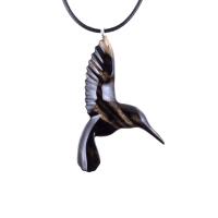 Hummingbird Necklace, Wooden Hummingbird Pendant, Hand Carved Wood Bird Pendant, Hummingbird Jewelry, One of a Kind Gift for Her