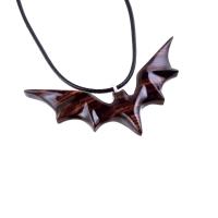 Hand Carved Bat Necklace, Wooden Bat Pendant, Totem Spirit Animal Handmade Wood Jewelry for Men Women