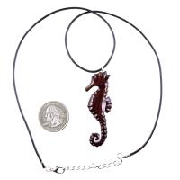 Wooden Seahorse Pendant, Hand Carved Seahorse Necklace for Men Women, Nautical Wood Jewelry, Sea Animal Beach Jewelry