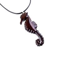 Wooden Seahorse Pendant, Hand Carved Seahorse Necklace for Men Women, Nautical Wood Jewelry, Sea Animal Beach Jewelry