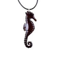 Wooden Seahorse Pendant, Hand Carved Seahorse Necklace for Men Women, Nautical Wood Jewelry, Sea Animal Beach Jewelry