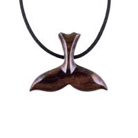Hand Carved Wooden Whale Tail Pendant Necklace - Men's Nautical Wood Jewelry, Unique Gift for Him