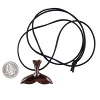 Hand Carved Wooden Whale Tail Pendant Necklace - Men's Nautical Wood Jewelry, Unique Gift for Him