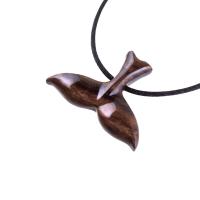 Hand Carved Wooden Whale Tail Pendant Necklace - Men's Nautical Wood Jewelry, Unique Gift for Him