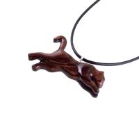 Lioness Necklace, Hand Carved Wooden Lioness Pendant, Wood Animal Necklace, Totem Spirit Animal Unisex Leo Jewelry