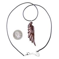 Hand Carved Angel Wing Pendant, Wooden Wing Necklace, Protection Amulet Gift for Him, One of a Kind Men Wood Jewelry