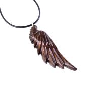 Hand Carved Angel Wing Pendant, Wooden Wing Necklace, Protection Amulet Gift for Him, One of a Kind Men Wood Jewelry