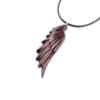 Hand Carved Angel Wing Pendant, Wooden Wing Necklace, Protection Amulet Gift for Him, One of a Kind Men Wood Jewelry