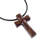 Hand Carved Wooden Cross Pendant, Mens Wood Cross Necklace, Handmade Christian Jewelry, One of a Kind Gift for Him