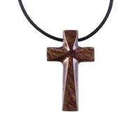 Hand Carved Wooden Cross Pendant, Mens Wood Cross Necklace, Handmade Christian Jewelry, One of a Kind Gift for Him
