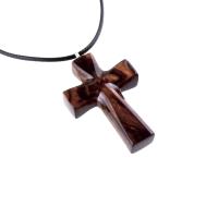 Wooden Cross Necklace, Hand Carved Wood Cross Pendant, Christian Jewelry for Men Women, Gift for Him or Her
