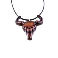 Hand Carved Bull Pendant, Wooden Bull Skull Necklace, Bison Necklace, Mens Ox Pendant, Taurus Jewelry Gift for Him