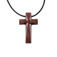 Hand Carved Wooden Cross Pendant, Handmade Wood Cross Necklace, Mens Christian Jewelry, One of a Kind Gift for Him