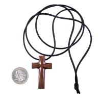 Hand Carved Wooden Cross Pendant, Handmade Wood Cross Necklace, Mens Christian Jewelry, One of a Kind Gift for Him