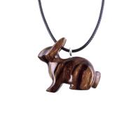 Bunny Necklace, Hand Carved Wooden Rabbit Pendant, Pet Animal Necklace, Wood Jewelry, One of a Kind Gift for Her