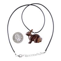 Bunny Necklace, Hand Carved Wooden Rabbit Pendant, Pet Animal Necklace, Wood Jewelry, One of a Kind Gift for Her