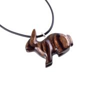 Bunny Necklace, Hand Carved Wooden Rabbit Pendant, Pet Animal Necklace, Wood Jewelry, One of a Kind Gift for Her