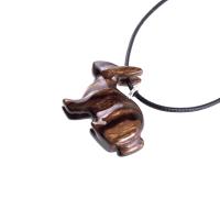 Bunny Necklace, Hand Carved Wooden Rabbit Pendant, Pet Animal Necklace, Wood Jewelry, One of a Kind Gift for Her