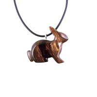 Bunny Necklace, Hand Carved Wooden Rabbit Pendant, Pet Animal Necklace, Wood Jewelry, One of a Kind Gift for Her