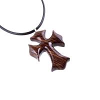 Wooden Cross Necklace, Wood Cross Pendant, Hand Carved Mens Christian Jewelry, One of a Kind Gift for Him