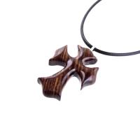 Wooden Cross Necklace, Wood Cross Pendant, Hand Carved Mens Christian Jewelry, One of a Kind Gift for Him